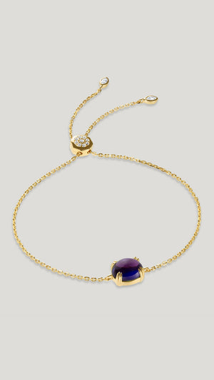 Lab-grown tanzanite cabochon stone gold vermeil slider bracelet for women