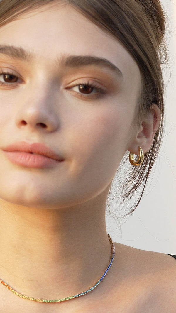 Hera Nude Hoop Earrings Gold Vermeil