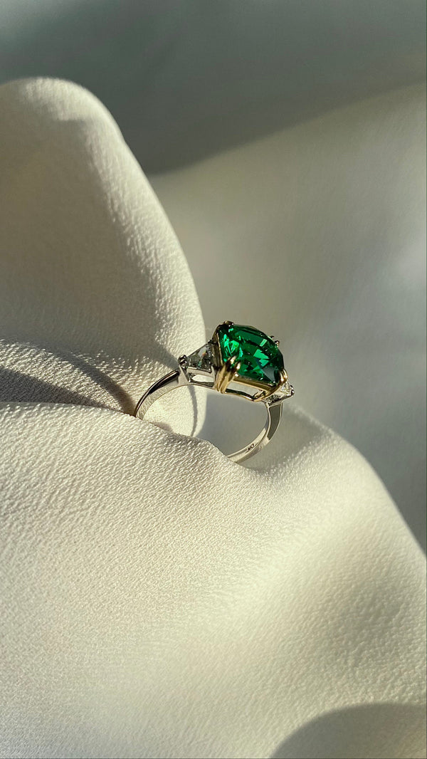 Leyton Flanders Emerald Ring Sterling Silver