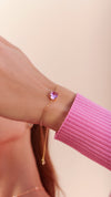 Light pink lab-grown cabochon stone gold vermeil slider bracelet for women from the sugardrop collection