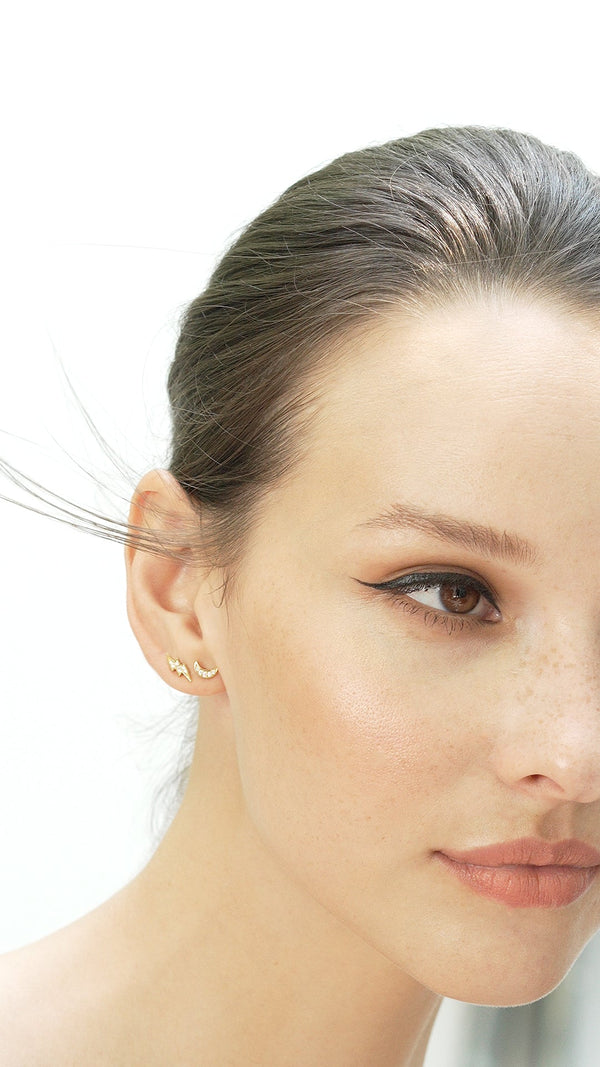 Lightning Stud Earring Gold Vermeil