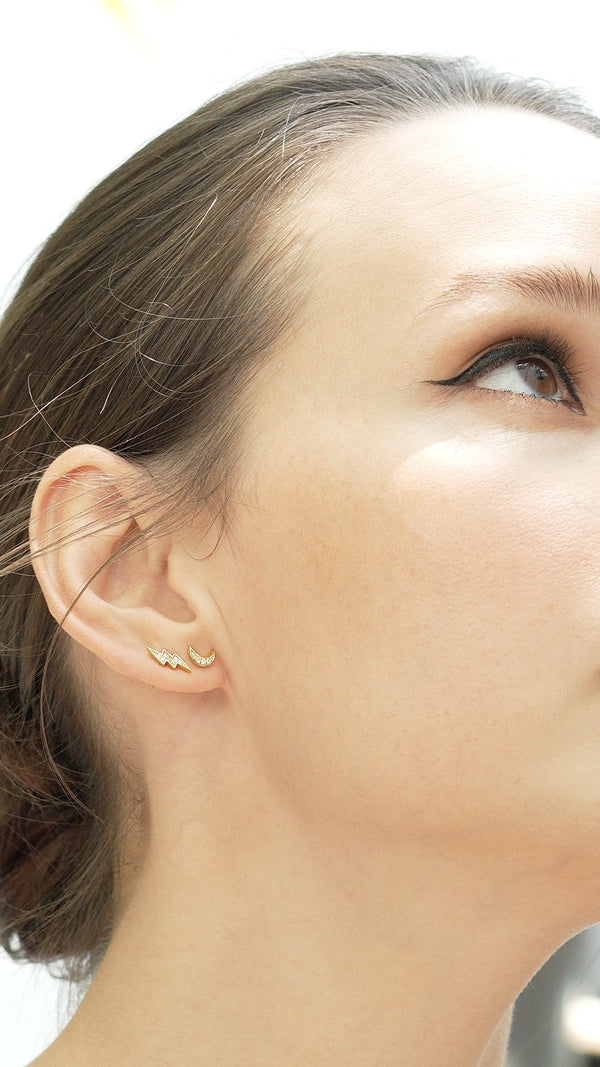 Lightning Stud Earring Gold Vermeil
