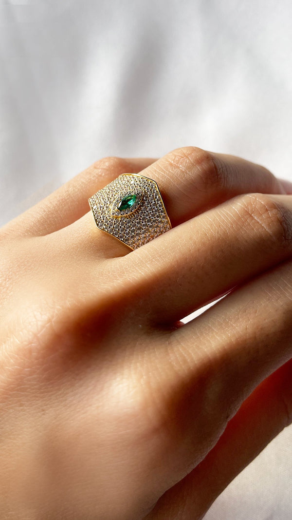 Makeda Emerald Ring Gold Vermeil
