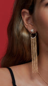 Maumau chandelier gold earrings for women with cat fake and emerald stones