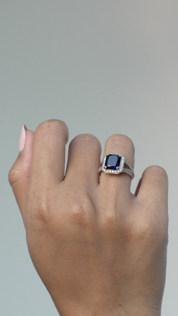 Percy Sapphire Ring Sterling Silver