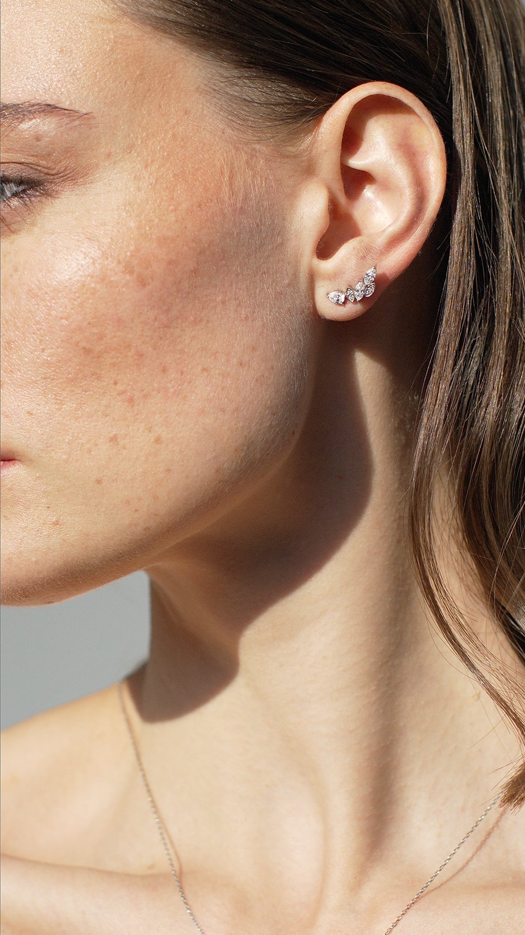Petunia Stud Earrings 9K White Gold