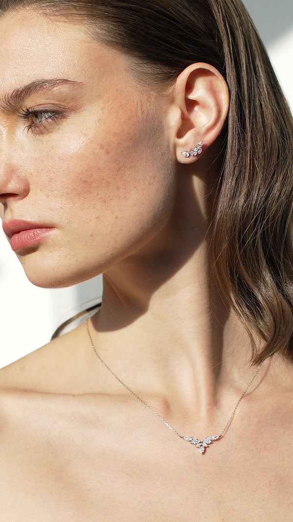 Petunia Stud Earrings 9K White Gold