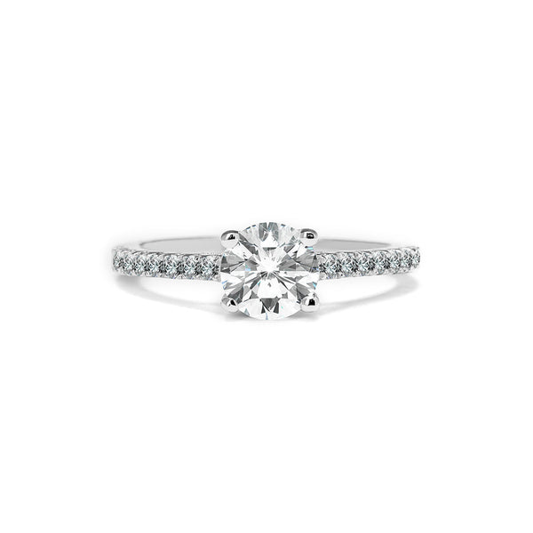 Parker Ring 18K White Gold with 0.63 carat Round diamond Ideal cut E color VVS2 clarity