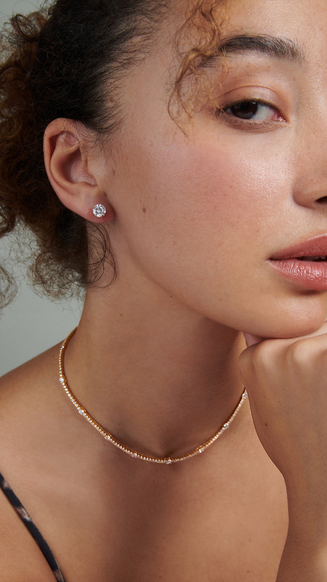 Eternal stud earrings for women with round stone tennis necklace for women.