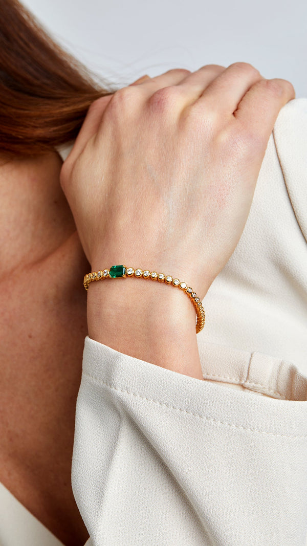 Quentin Emerald Green Bracelet Gold Vermeil