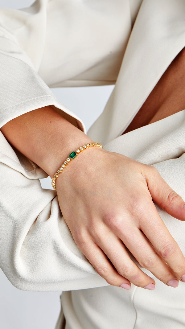 Quentin Emerald Green Bracelet Gold Vermeil