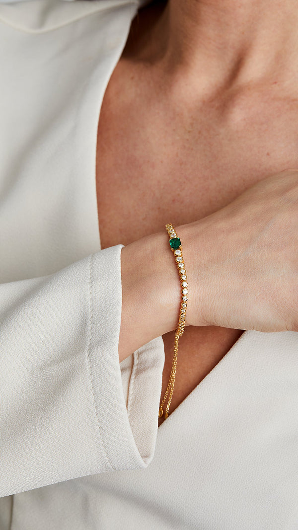 Quentin Emerald Green Bracelet Gold Vermeil