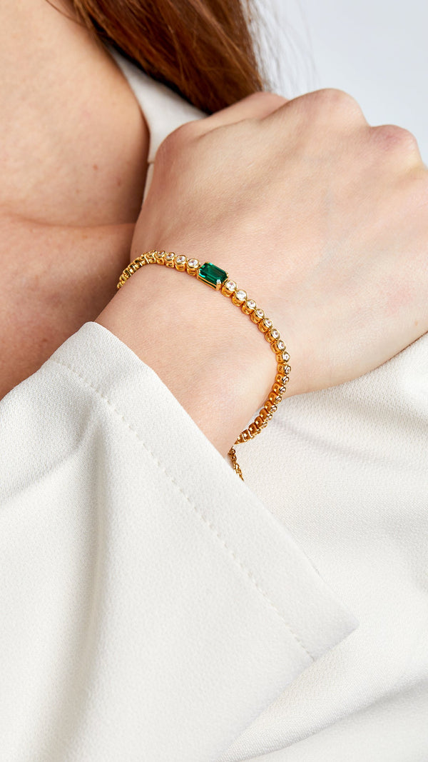 Quentin Emerald Green Bracelet Gold Vermeil