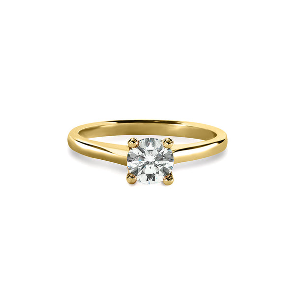 Rebecca Ring 18K Yellow Gold with 4.24 carat Round diamond Ideal cut F color VS1 clarity