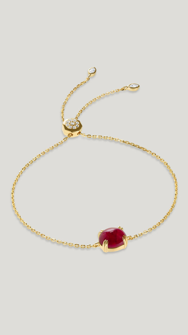Recycled ruby cabochon gold vermeil slider bracelet for women from the sugardrop collection