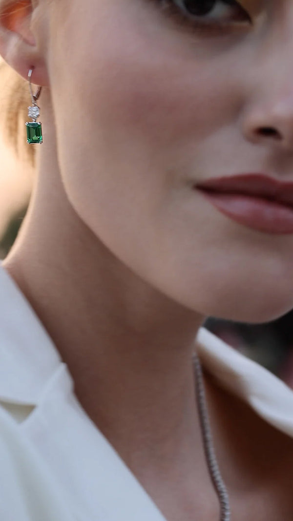 Shannon Emerald Green Earrings Sterling Silver