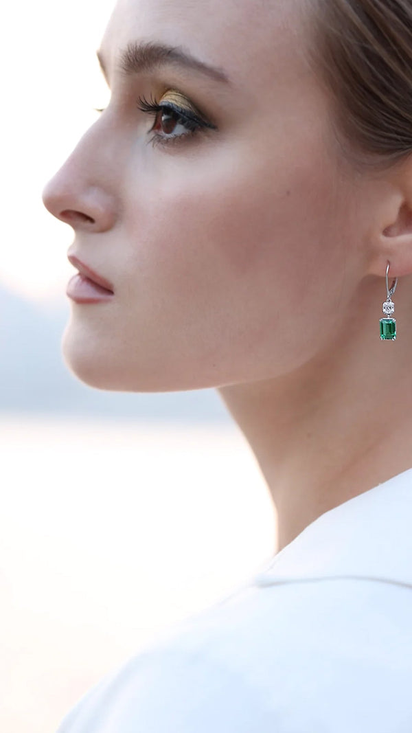 Shannon Emerald Green Earrings Sterling Silver
