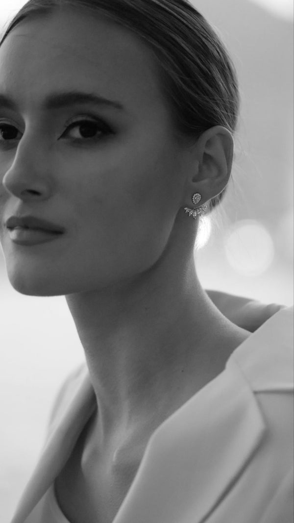 Suriya Ear Jacket Earrings 9K White Gold