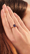 Lab-grown recycled sapphire ring in gold vermeil on sterling silver from the Sugardrop collection