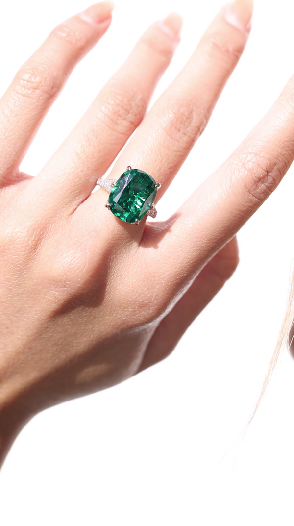 Tatum Emerald Green Ring Sterling Silver