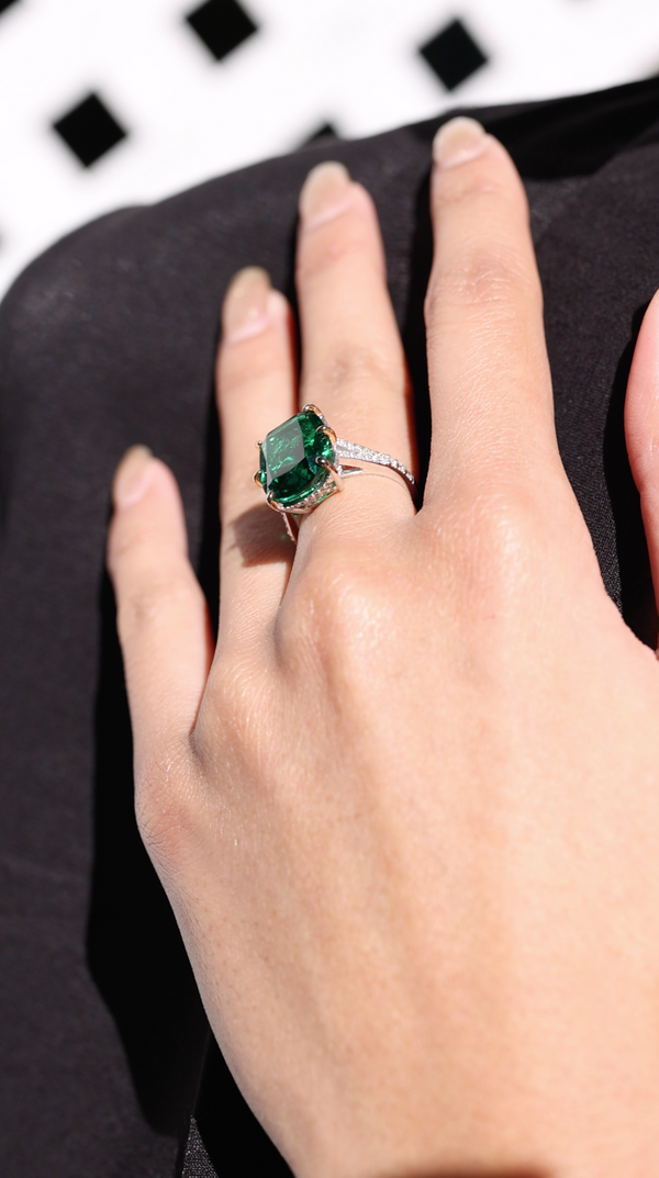 Tatum Emerald Green Ring Sterling Silver
