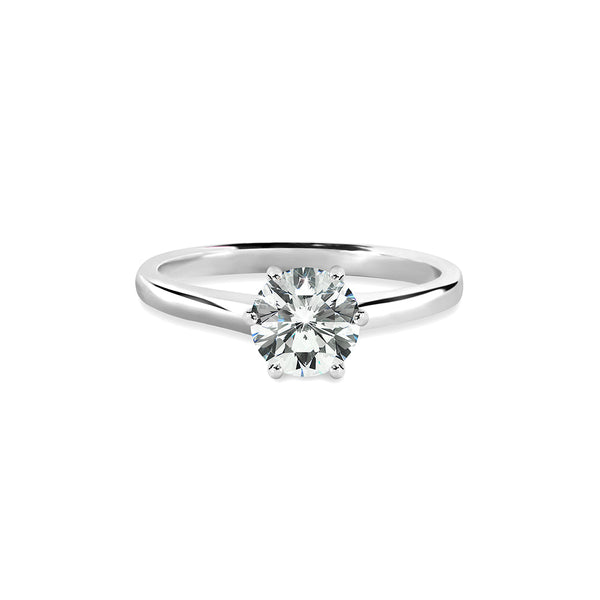 Sophie Ring 18K White Gold with 1.03 carat Round diamond Ideal cut D color SI1 clarity