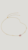 Gold vermeil station necklace  for women with recycled paparadascha stone 