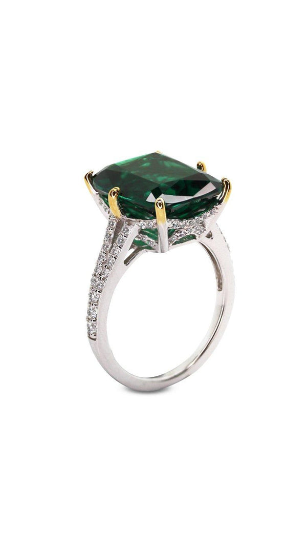 Tatum Emerald Green Ring Sterling Silver