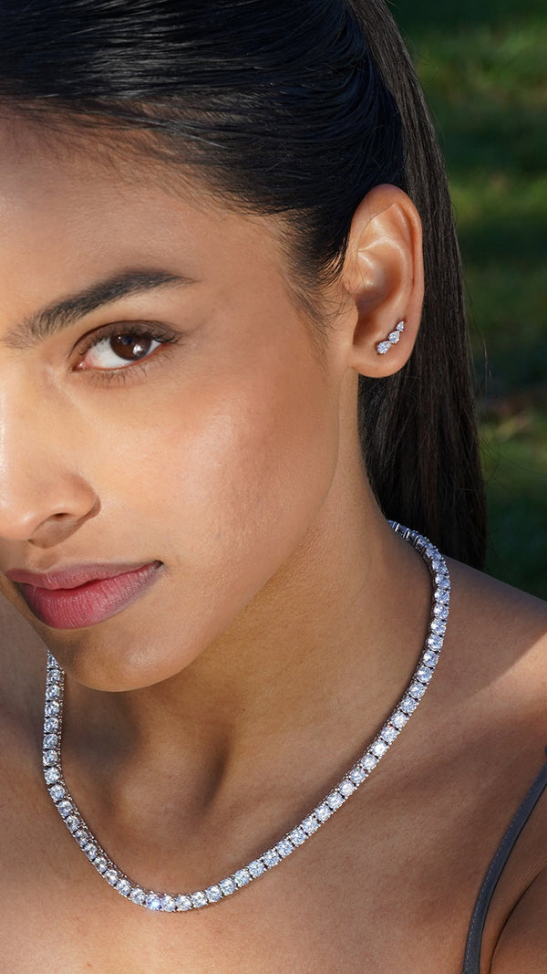Toluda Ear Climber White Gold Plated