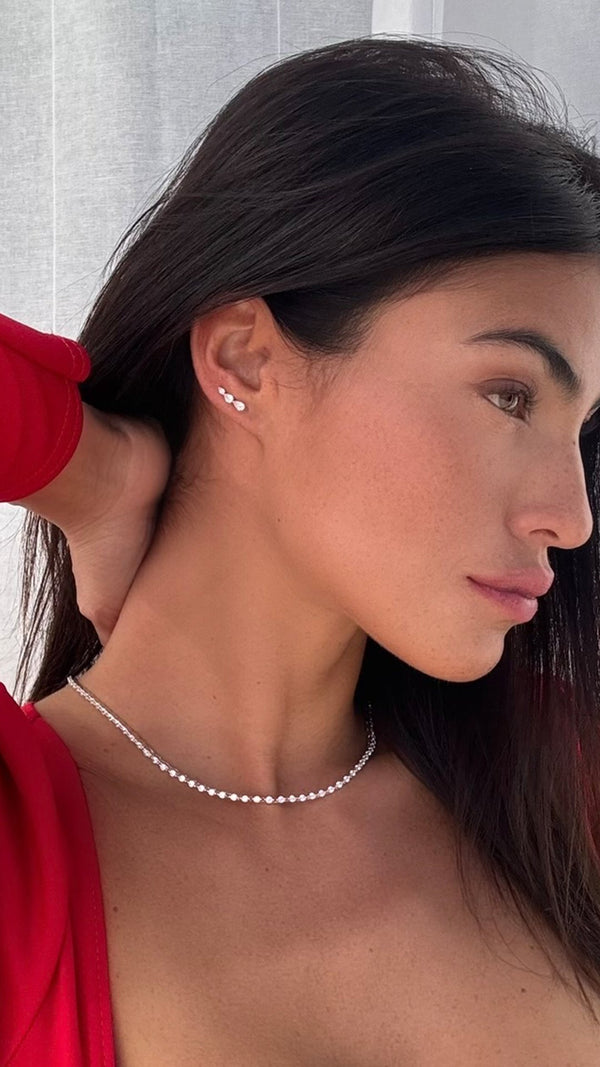 Toluda Ear Climber White Gold Plated