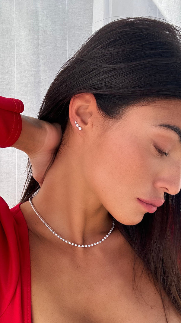 Toluda Ear Climber White Gold Plated