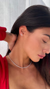 Toluda Ear Climber White Gold Plated