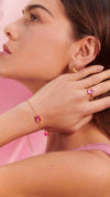 gold vermeil bracelet and ring with light pink lab-grown sugarloaf stone from the sugardrop collection