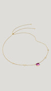 gold vermeil station necklace with light pink recycled sugarloaf stone from the sugardrop collection