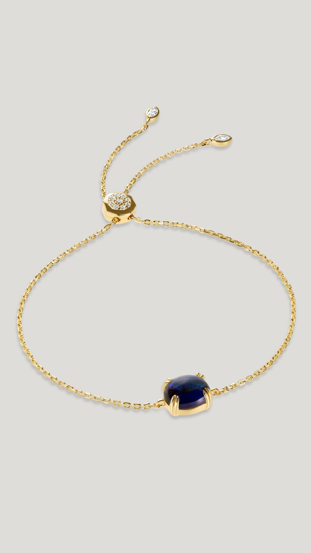 Lab-grown sapphire cabochon stone slider bracelet for women from the sugardrop collection