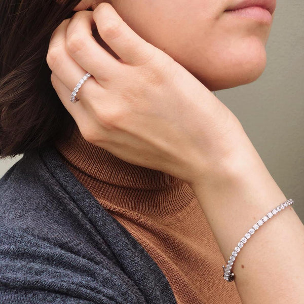 9K White Gold Eternity Ring - Half Band Eternity Ring