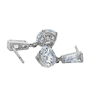 Athena Baguette Round Drop Earrings White Gold