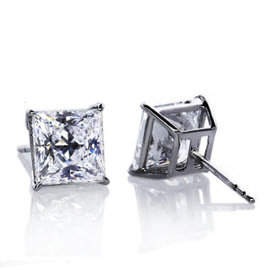 9K White Gold Princess Stud Earrings