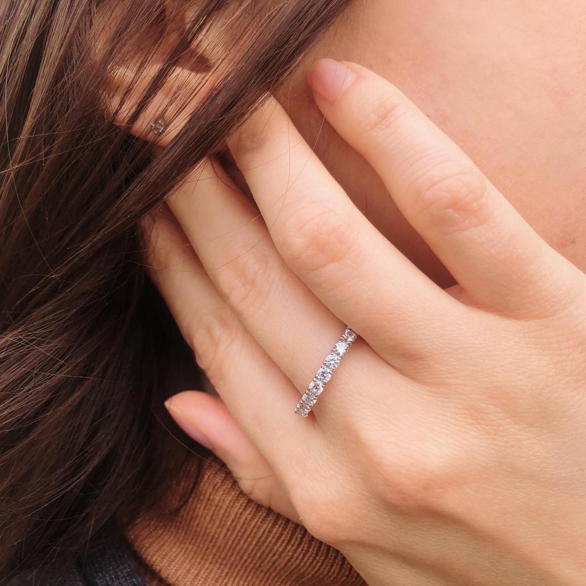 9K White Gold Eternity Ring - Half Band Eternity Ring