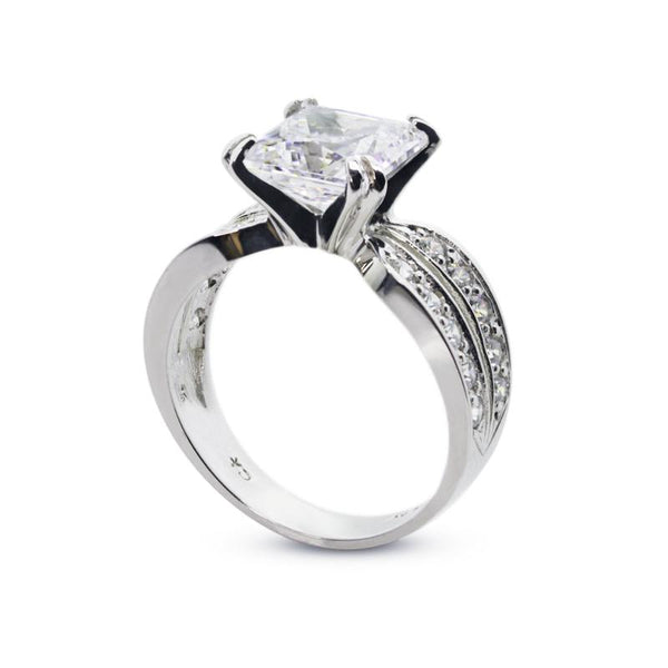 Deana Princess Double Channel Set Ring White Gold