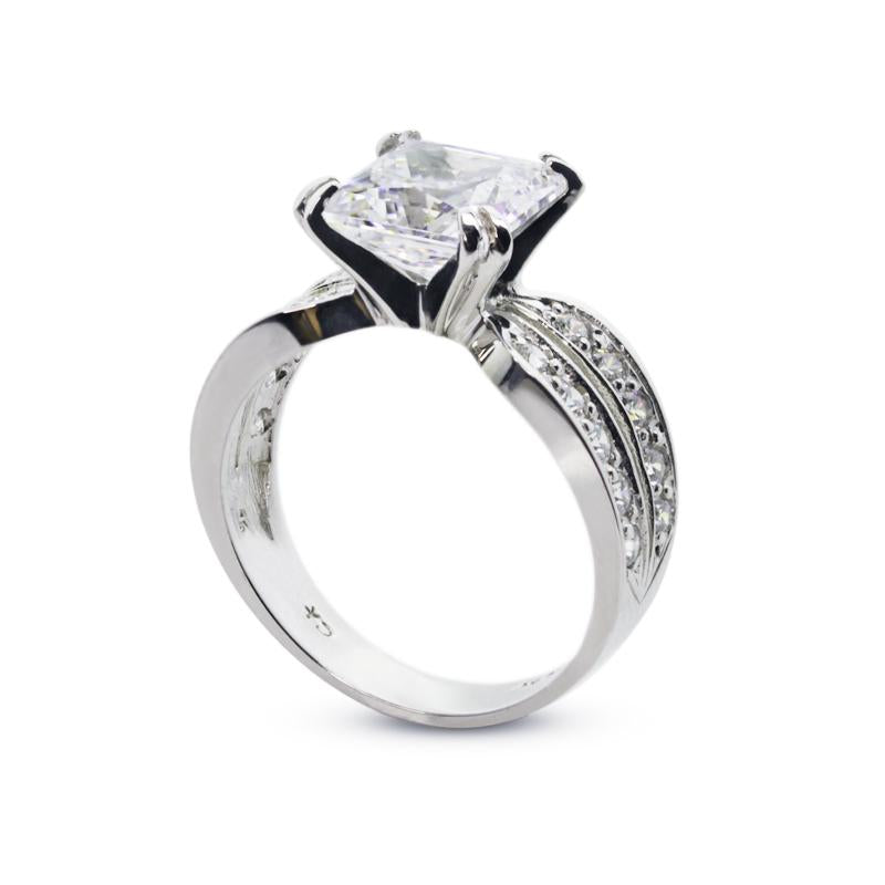 Deana Princess Double Channel Set Ring White Gold