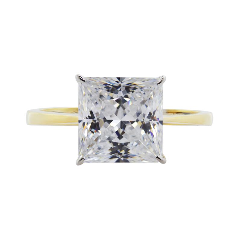 Julia Knife Edge Princess Solitaire Ring Yellow Gold
