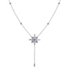 Sterling Silver Lariat Necklace - Flower design