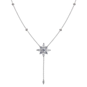 Sterling Silver Lariat Necklace - Flower design