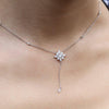 Sterling Silver Lariat Necklace - Flower design