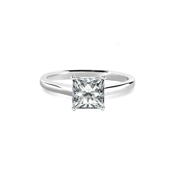 Charlotte Ring 18K White Gold with 1.00 carat Princess diamond NA cut K color VS2 clarity