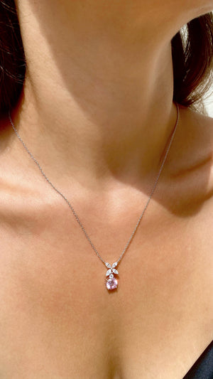 Jasmine Chicory Fancy Pink Round Pendant Necklace
