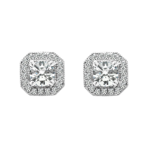 Leonora Studs 18K White Gold with 0.80 Total carat weight Round diamond Ideal/Excellent-cut D color VS1/VS1-clarity