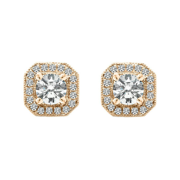 Leonora Studs 18K Rose Gold with 2.56 Total carat weight Round diamond Ideal/Ideal-cut E color VS1/VS1-clarity