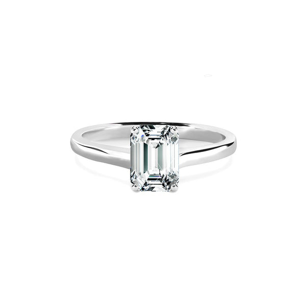 Evelyn Ring Platinum with 1.49 carat Emerald diamond NA cut F color SI1 clarity